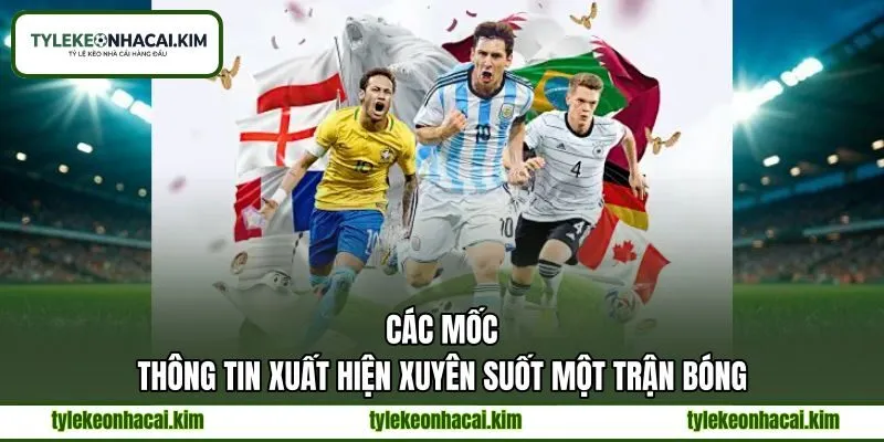 Các mốc thông tin xuất hiện xuyên suốt một trận bóng Các mốc thông tin xuất hiện xuyên suốt một trận bóng